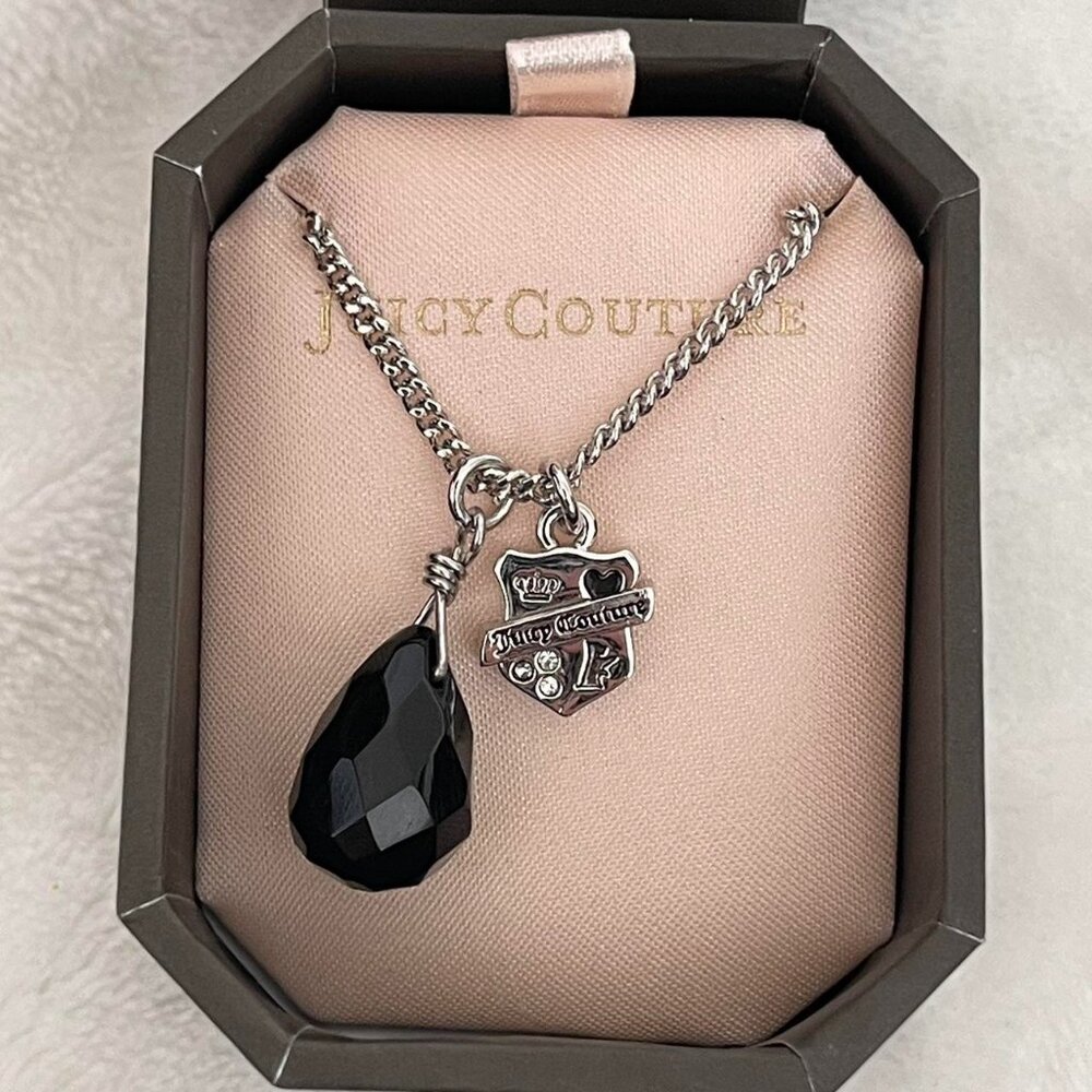 Vintage Juicy Couture Black Teardrop Shield Necklace